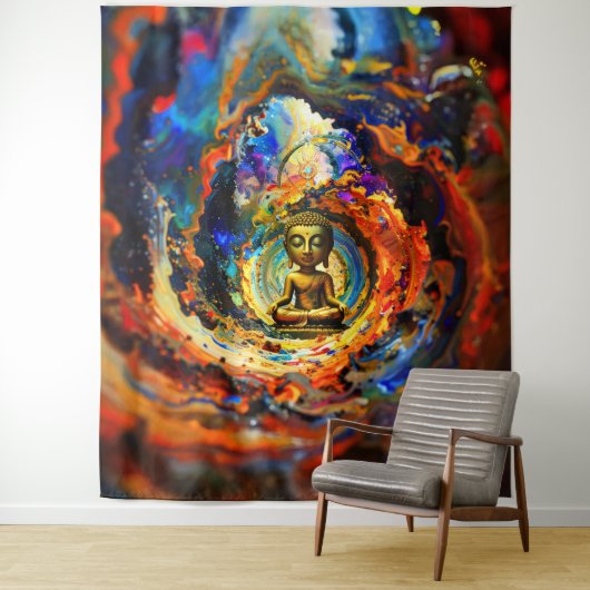 Tenture Bouddha de style Rorschach 80x60 001 (En situation)