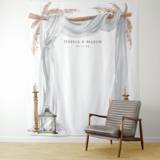 Tenture Bougies bohèmes Arche de mariage Toile de fond Pho (En situation)