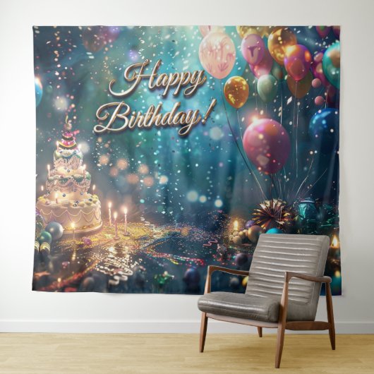 Tenture Bougies de gâteau d'anniversaire Ballons Décoratio (En situation (horizontale))