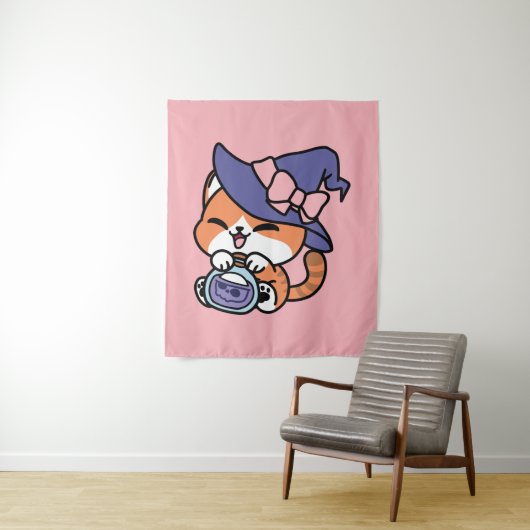 Tenture Bouillon de sorcière chat – Design de chat d'Hallo (En situation)