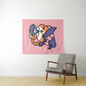 Tenture Bouillon de sorcière chat – Joli design de chat d' (En situation (horizontale))