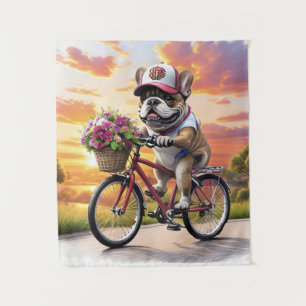 Tenture Bouledogue français vélo French Bulldog
