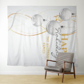 Tenture Boules blanches élégantes ruban de Noël salutation (En situation (horizontale))