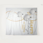 Tenture Boules blanches ornementales ruban élégant carte d (Devant (Horizontal))