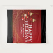 Tenture Boules dorées rouges ruban élégant vœux de Noël  (Devant (Horizontal))