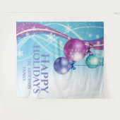 Tenture Boules roses violettes flocon de neige voeux de No (Devant (Horizontal))