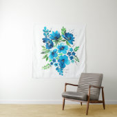 Tenture Bouquet d'aquarelle dans les couleurs bleu clair, (En situation (horizontale))