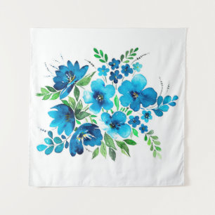 Tenture Bouquet d'aquarelle dans les couleurs bleu clair,