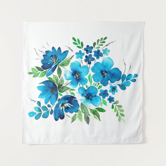 Tenture Bouquet d'aquarelle dans les couleurs bleu clair, (Devant)