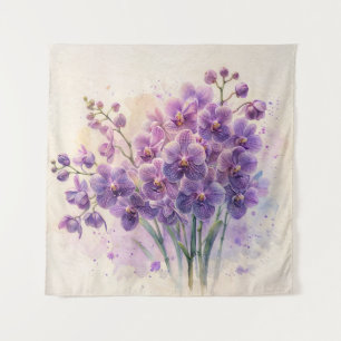 Tenture Bouquet d'aquarelle d'orchidées violettes