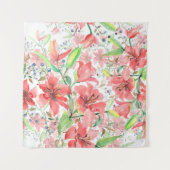 Tenture Bouquet de fleurs botaniques avec oiseau. Ressort  (Devant (Horizontal))