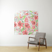 Tenture Bouquet de fleurs botaniques avec oiseau. Ressort  (En situation (horizontale))