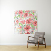 Tenture Bouquet de fleurs botaniques avec oiseau. Ressort  (En situation)