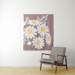 Tenture Bouquet de fleurs de marguerite blanche sur Rosy B