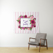 Tenture Bouquet de fleurs roses et coquelicots sur bandes (En situation (horizontale))