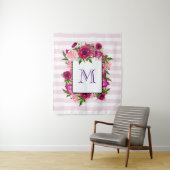 Tenture Bouquet de fleurs roses et coquelicots sur bandes (En situation)