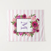 Tenture Bouquet de fleurs roses et coquelicots sur bandes (Devant (Horizontal))