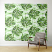 Tenture Bouquet de lys de la vallée fleurs sur vert (En situation (horizontale))