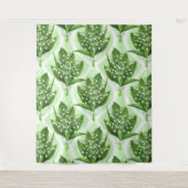 Tenture Bouquet de lys de la vallée fleurs sur vert (Devant)