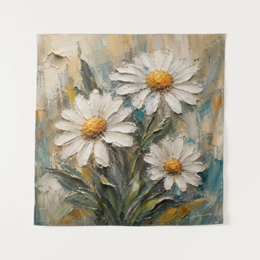 Tenture Bouquet de pâquerettes blanches texturées (Devant)
