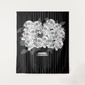 Tenture Bouquet de Roses du crâne noir et blanc (Devant)