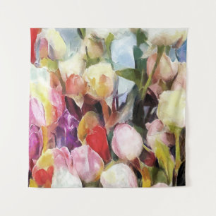 Tenture Bouquet de roses et tulipes modernes : Peinture à