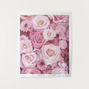 Tenture Bouquet de roses roses pastel Art floral