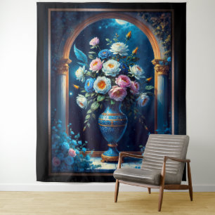 Tenture Bouquet Floral Glorieux Sous Un Ciel Lune