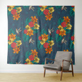 Tenture Bouquet tropical et colibris (En situation (horizontale))