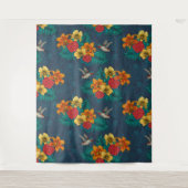 Tenture Bouquet tropical et colibris (Devant)