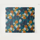 Tenture Bouquet tropical sur bleu (Devant (Horizontal))