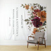 Tenture Bourgogne Brûlé Orange Rouille Mariage Floral Cont (En situation (horizontale))