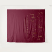 Tenture Bourgogne et Or Script Mariage Fête Commencée (Devant (Horizontal))