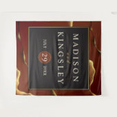 Tenture Bourgogne Or 🌿 Élégant Mariage Abstrait Encre (Devant (Horizontal))