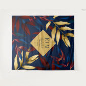 Tenture Bourgogne tropicale, marine et Mariage d'or Bienve (Devant (Horizontal))