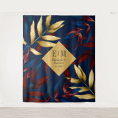 Tenture Bourgogne tropicale, marine et Mariage d'or Bienve (Devant)