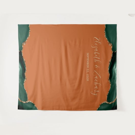 Tenture Bouteille photo Emerald Green Agate Rust Mariage (Devant (Horizontal))