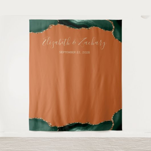 Tenture Bouteille photo Emerald Green Agate Rust Mariage (Devant)