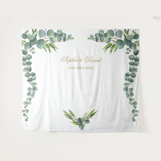 Tenture Bouteille photo Mariage Eucalyptus couleur verte (Devant (Horizontal))