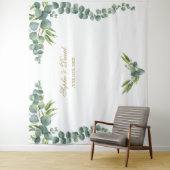 Tenture Bouteille photo Mariage Eucalyptus couleur verte (En situation)