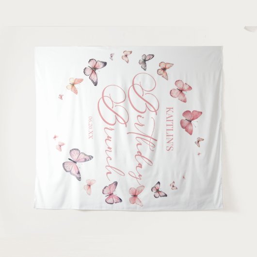 Tenture Bouteille rose douce fête d'anniversaire Brunch (Devant (Horizontal))