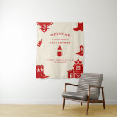 Tenture Bouteilles et Bottes Retro Shower de Bébé Cowboy R (En situation)