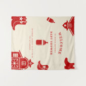 Tenture Bouteilles et Bottes Retro Shower de Bébé Cowboy R (Devant (Horizontal))