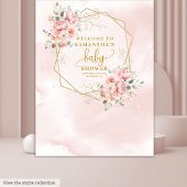 Tenture Boutique photo baby shower en or rose vif