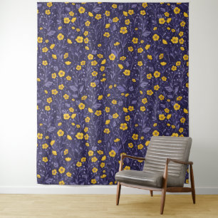 Tenture Boutons jaunes et violets