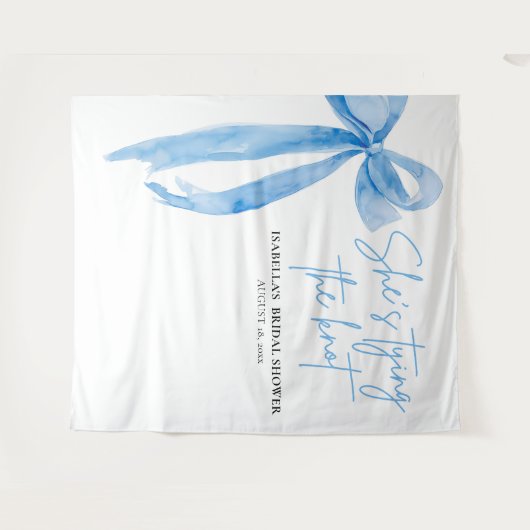 Tenture Bow She's Tying the Knot Fête des mariées Backdrop (Devant (Horizontal))