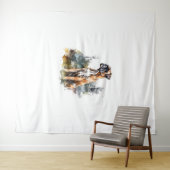 Tenture BoxerLoveArt Vibrant Aquarelle Peinture de Loyal (En situation (horizontale))