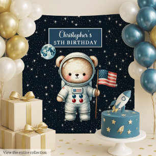 Tenture Boy Birthday Wall Decor avec Space Teddy Bear