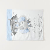 Tenture Boy Elephant Prince Baby shower de fond Bannière (Devant (Horizontal))
