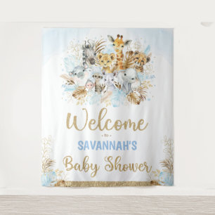 Tenture Boy Tropical Safari Animaux Baby shower Bienvenue